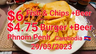 🦘 🇦🇺 🇰🇭$6 Fish and chips 🍟 Burger and chips 🍟 🍔 $4.75 + Beers 🍻 With the meal Phnom Penh Cambodia