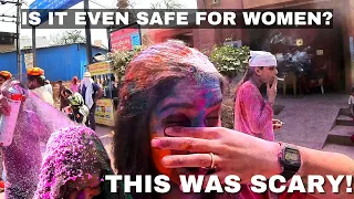 My HONEST EXPERIENCE Holi 2023 as a SOLO Female in MATHURA : Scary and Eye-Opening (In Hindi)