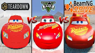 Teardown Lightning McQueen vs GTA 5 Lightning McQueen vs BeamNG Drive McQueen - WHO IS BEST?