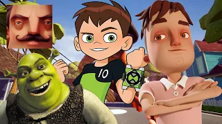 Hello Neighbor - New Neighbor Ben 10 Shrek Aaron Spider-Man History Gameplay Walkthrough