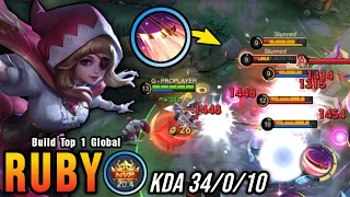 34 Kills + 2x MANIAC!! MVP 20.4 Points Ruby The Real Monster!! - Build Top 1 Global Ruby ~ MLBB