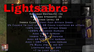 D2R Unique Items - Lightsabre (Phase Blade)