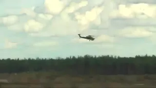 A Russian helicopter gunship has crashed during an air show.