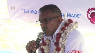 Fijian Minister for Industry, Faiyaz Siddiq Koya , handing over new fishing boat, Tikina of Burewai