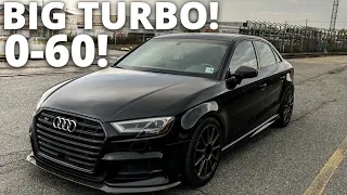 How FAST Is My BIG TURBO Audi S3 From 0-60?!
