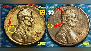 Look👀 most unique errors🔴⚠️ found🔎 in 1988 D One Cent and 1989 No mint 🚩mark One Cent