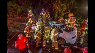 Jacksonville Fire Rescue Department has prolonged extrication because of concrete light pole