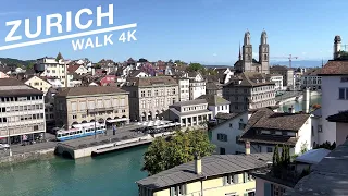 Zurich old city complete walk on a hot summer day (4K, 60 fps), July 2022