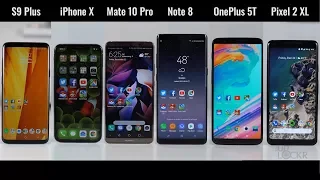 Speed Test: Galaxy S9 Plus vs iPhone X vs Pixel 2 XL vs Mate 10 Pro vs OnePlus 5T vs Note8