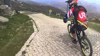 Mick Hannah hucks the Thredbo fireroad gap at the Cannonball MTB Festival