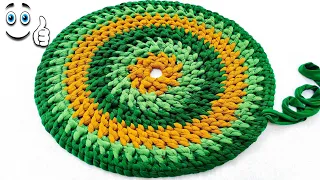 HOW TO MAKE ROUND DOORMAT AT HOME, DOOR MAT MADE WITH OLD CLOTHES AND COTTON DIY