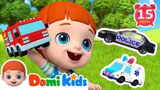 Baby Car Songs Compilation | 🚌🚒🚚🏎️🚓 | Nursery Rhymes For Toddlers - Domikids