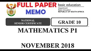 MATHEMATICS GRADE 10 NOVEMBER 2018 PAPER 1 DBE @mathszoneafricanmotives