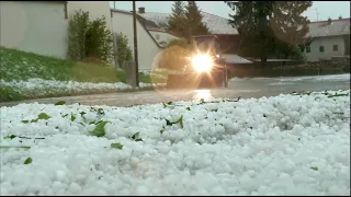 Unwetterfront fegt über Südbayern: Hagelmassen, starke Überflutungen und Keller unter Wasser