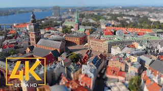 Bird's Eye View of Riga, Latvia - 4K Aerial Footage - European Cities