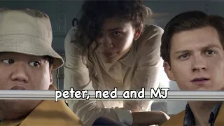 peter, ned and MJ being a comedic trio