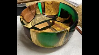 An Epoxy Bowl with scraps woods- woodturning