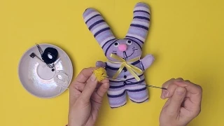 DIY Мягкая игрушка "Зайка из носочка"
