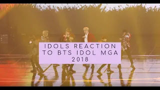 Twice, WannaOne, Momoland and CelebFive reaction to BTS Idol MGA 2018 (With BTS fancam)