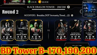 Black Dragon Tower Boss Battle 200 & 170 , 190 Fight + Reward MK Mobile | Team Triborg & Klassic