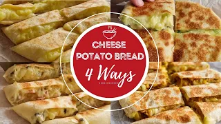 Cheese Potato Bread baked in frying pan | No Oven, No yeast, No egg. 4 Fillings!