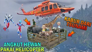 UPIN IPIN ANGKUT HEWAN PAKAI HELICOPTER, KABUR DARI TSUNAMI - GTA 5 BOCIL SULTAN