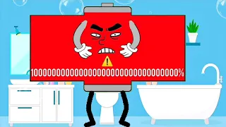 One DECILLION Overcharged Battery lowing to 0 at Toilet | Battery Animation
