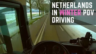 Winter driving by truck in Netherlands POV video Nikotimer