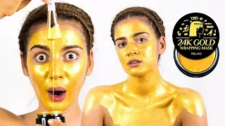 Корейская маска для лица из чистого золота 😲 Золотая маска 24K GOLD WRAPPING MASK 🌴 POLI NA PALME