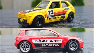 1973 Honda Civic Custom and 1992 Honda Civic EG Hot Wheels Unboxing 1/64