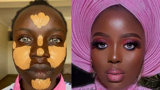 VIRAL 😱 BLACK BARBIE BRIDAL MAKEUP TRANSFORMATION💄GELE AND MAKEUP TRANSFORMATION 😍