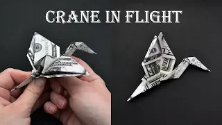 MONEY ORIGAMI "Crane in flight" | Bird out of Dollar bills Tutorial DIY