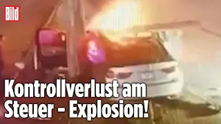 Horror-Unfall: Auto explodiert an einer Laterne | USA