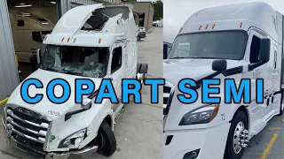 Totaled 2020 Freightliner Cascadia copart salvage semi truck rebuild