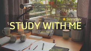 2-HOUR STUDY WITH ME | Calm Piano🎹, Background noise | Pomodoro 50/10 | Sunny Day☀️