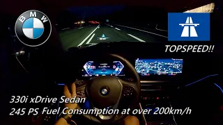 2023 BMW 330i xDrive Sedan 245 PS NIGHT POV DRIVE TOPSPEED WÜRZBURG (60 FPS) 200 km/h consumption