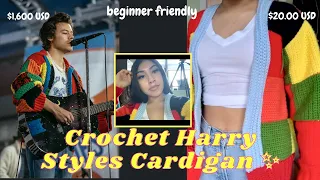 I Crocheted Harry Style Cardigan (for beginner's)| JW Anderson Cardigan