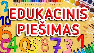 Edukacinis piešimas vaikams Skaičiai nuo 0 iki 10 Kaip nupiešti visus skaičius