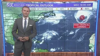 Tracking the Tropics: Lorenzo now a post-tropical system, weak disturbance in the Carribean
