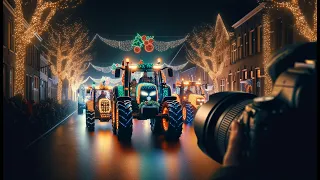 Spectacular Christmas Tractor Parade in Peizegem - 50 Illuminated Tractors Light Up the Night!