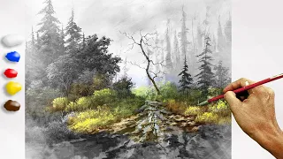 How to Paint Landscape in Acrylics - After the Rain / Time-lapse / JMLisondra