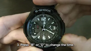 Casio G-Shock Aviation (GW-3000BB-1ACR, 5121) - How To Change Current Time Manually.