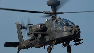 Массовый взлет новых вертолетов "Апач" армии США (AH-64 Apache)