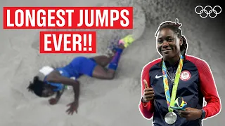 Top 5 longest Women's Long Jumps of all time at the Olympics!