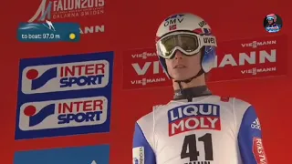 Rune Velta - Falun 2015 - 95,5 m - WINNING JUMP! (Norwegian Commentary)