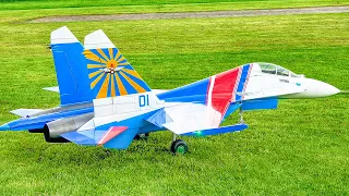 SUPER BIG RC RUSSIAN SU-27 FLANKER SCALE MODEL TURBINE JET FLIGHT DEMONSTRATION