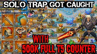 Lords Mobile - 2000% Cav ATK 500K FULL T5 Counter vs my T3 Solo Trap |