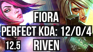 FIORA vs RIVEN (TOP) | 12/0/4, 65% winrate, Legendary | NA Master | 12.5