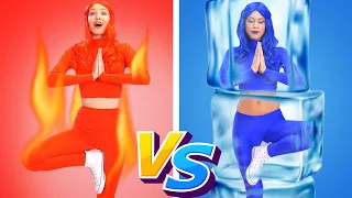 DESAFÍO CALIENTE VERSUS FRÍO || ¡Chica En llamas Versus Chica Helada Por KABOOM!