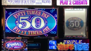 LOOK WHAT I FOUND! 50 TIMES PAY!!! Triple Hot Ice + Double Gold Pinball slot play! Pinball Bonus!